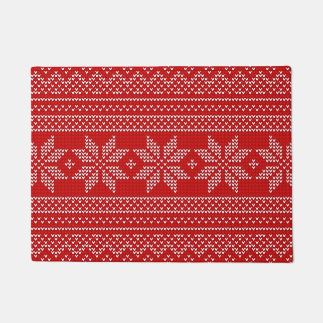 Tapete Motif de tricot de Noël Rouge et blanc (Frente)