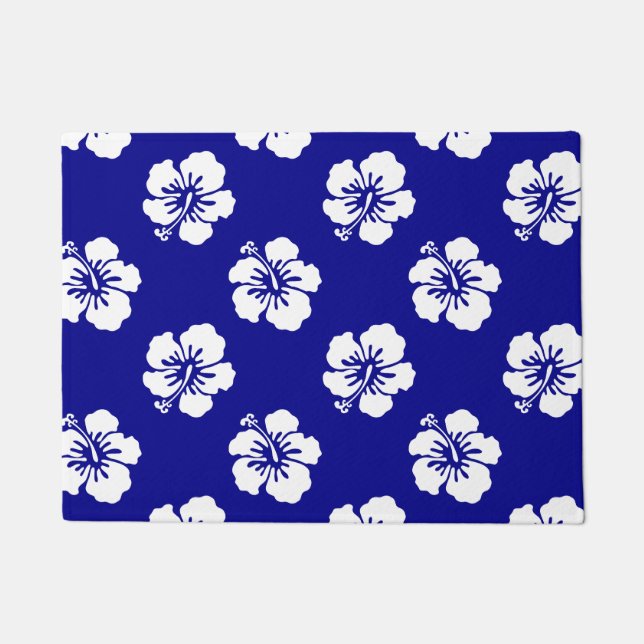 Tapete Motif Hawaïen Hibiscus Bleu et blanc (Frente)