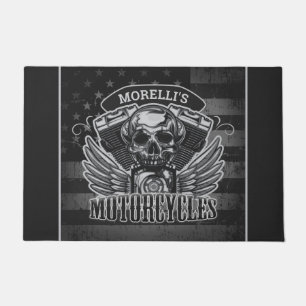 Tapete Motocicleta Personalizada American Flag Biker Skul