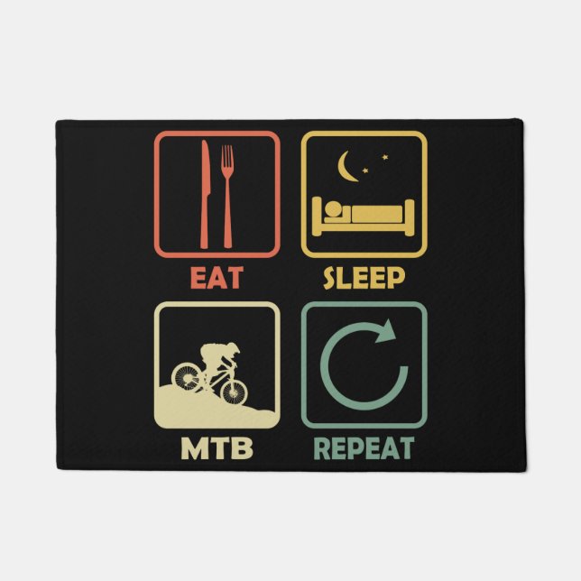 Tapete Mountain Bike MTB Eat Sleep Repeat Funny Retro (Frente)