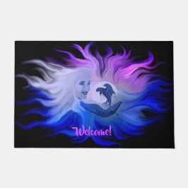 Tapete Mulher com golfinhos na Lua