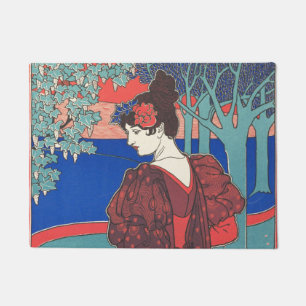 Tapete Mulher Com Peacocks Art Nouveau Vintage Fine Art