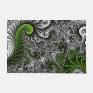 Tapete Mundo Fantasia Verde E Cinza Arte Fractal Abstrata