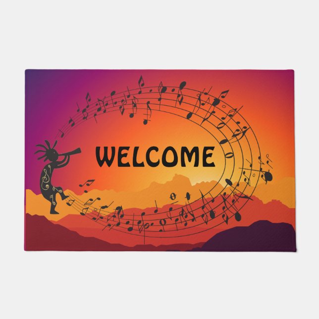 Tapete Music Southwestern Kokopelli Sunset Doormat (Frente)