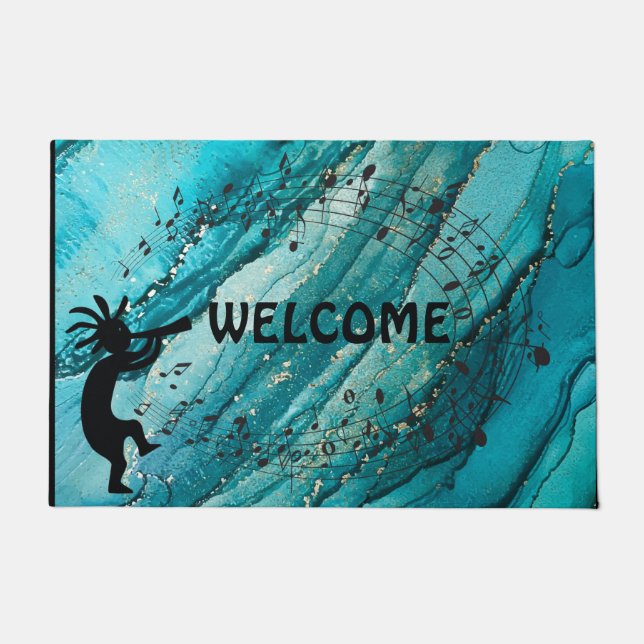 Tapete Música Sudoeste Turquoise Kokopelli Doormat (Frente)