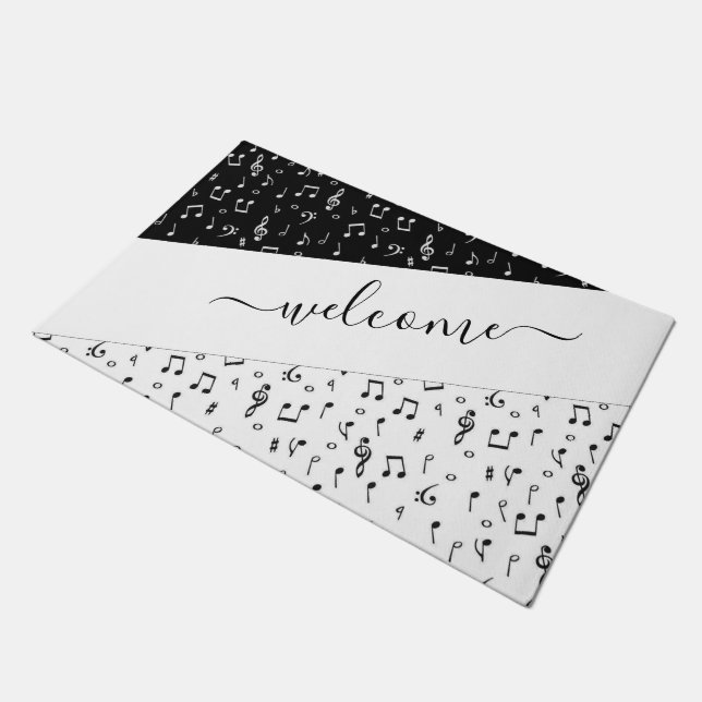 Tapete Musical personalizado preto e branco (Inclinado)