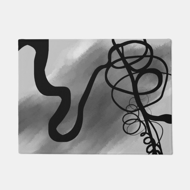 Tapete Na grade: Cinza Abstrato, Preto e Branco (Frente)