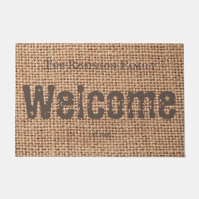 Tapete Na moda legal texto rústico design burlap Family (Frente)