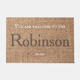 Tapete Na moda nome castanho fazenda campo texto burlap