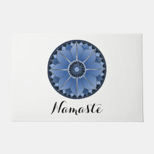 Tapete NAMASTE Blue Flower Espiritual Lotus Mandala White
