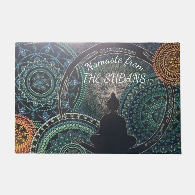 Tapete NAMASTE Personalizado Buda Dot Mandala Doormat (Frente)