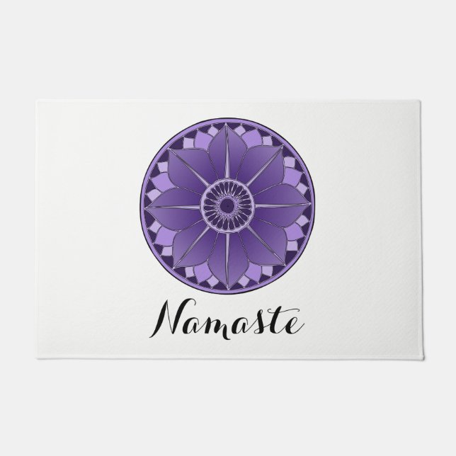 Tapete NAMASTE PurpleFlower Espiritual Lotus Mandala Bran (Frente)
