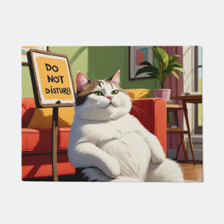 Tapete Não Perturbe Gato Gordo Divertido