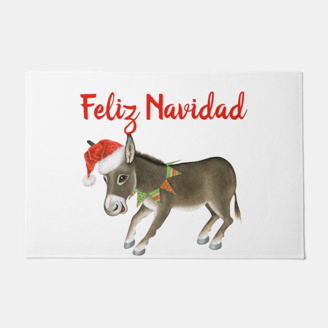 Tapete Natal Burro Feliz Navidad Personalizável (Frente)