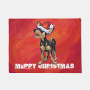 Tapete Natal da chihuahua no vermelho