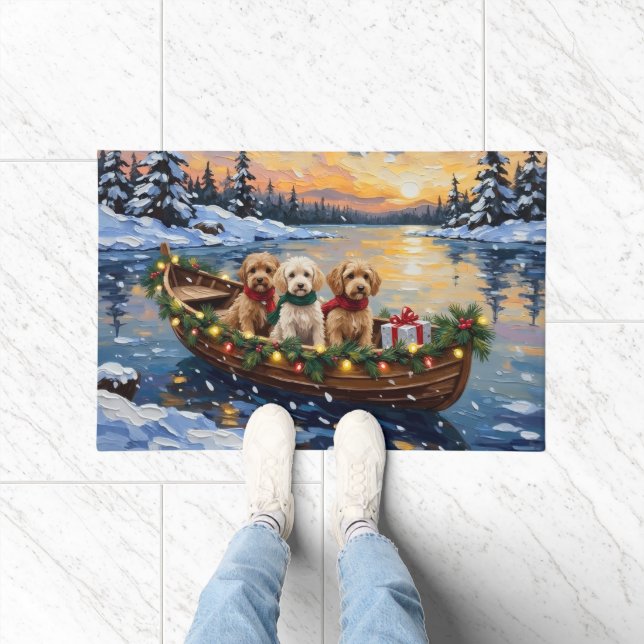 Tapete Natal de barco de Cockapoo (Interior)