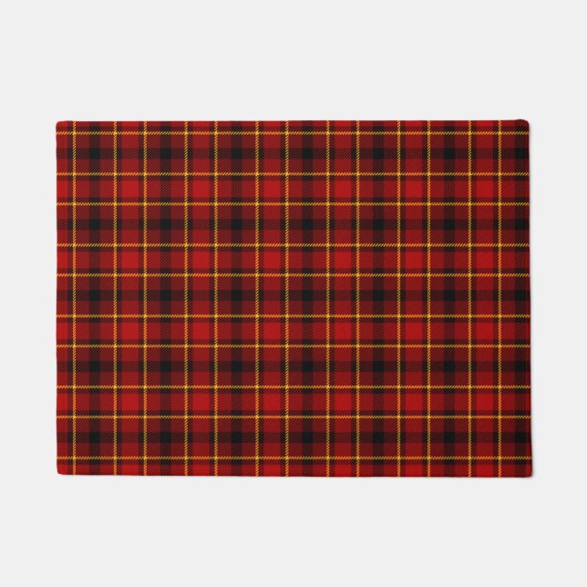 Tapete Natal de Xadrez de Tartan Vermelho Negro (Frente)