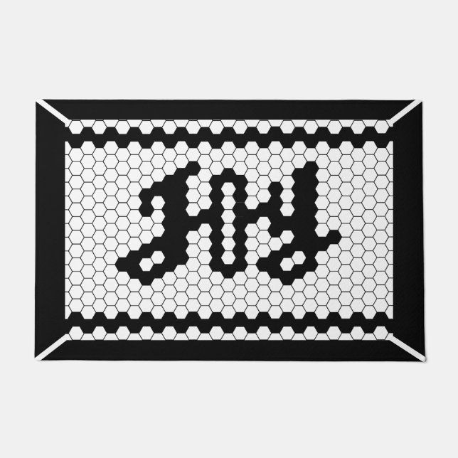 Tapete Natal Joy Faux Azulejo Black and White Farmhouse (Frente)