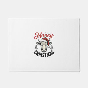 Tapete Natal Mooey Vaca Chapéu do Papai Noel Gravura Vint