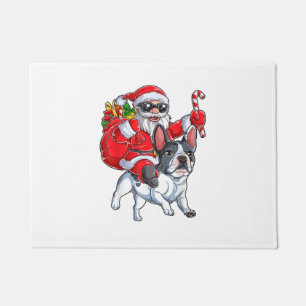 Tapete Natal Santa Claus Andando Buldogue Francês Xmas B