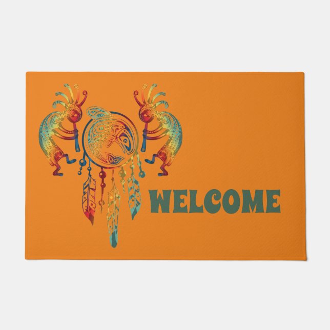 Tapete Nativo americano Kokopelli Whale Dreamcatcher 1 (Frente)