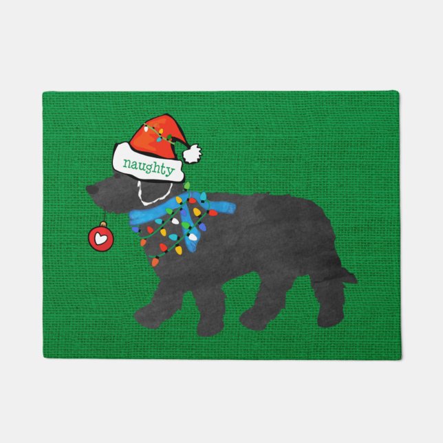 Tapete Naughn Christmas Labradoodle Xmas Green Burlap (Frente)