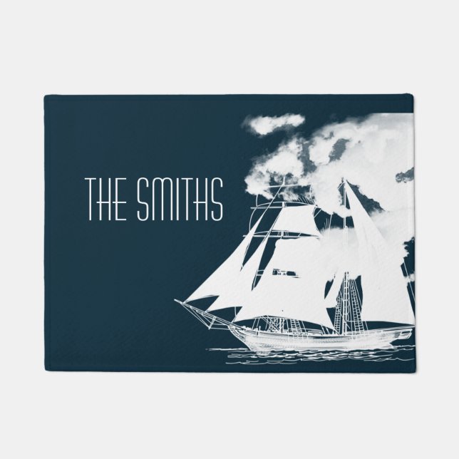 Tapete Náutica de Naves e Nuvens Altas (Frente)