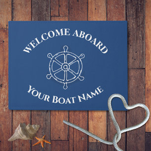 Tapete Náutica Personalizada Nome do Barco Âncora Marinho