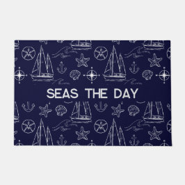 Tapete Nautical Navy Blue Sailboat Pattern