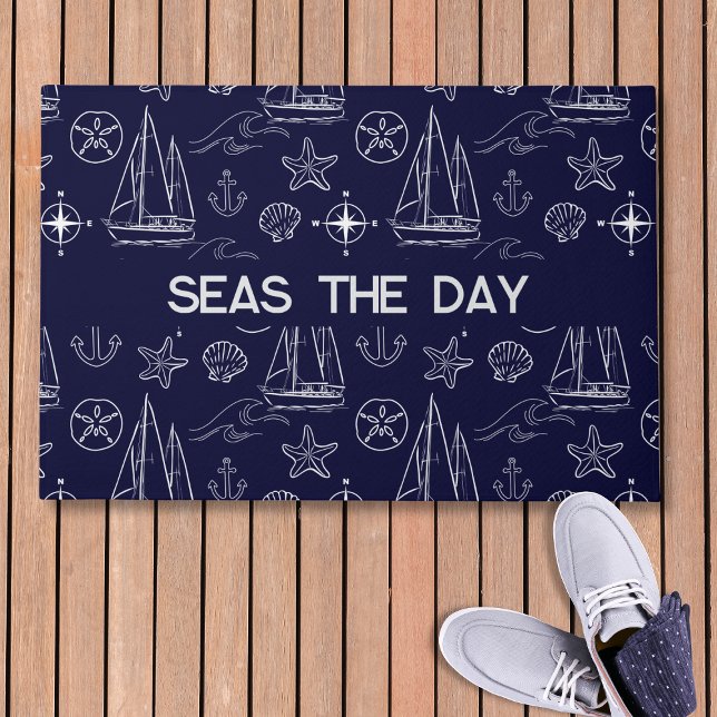 Tapete Nautical Navy Blue Sailboat Pattern Name  (Criador carregado)