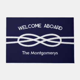 Tapete Nautical Navy Blue White Rope Welcome Aboard