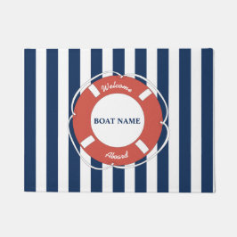 Tapete Náutico Azul Strike Bem-vindo A Bordo Nome do Barc