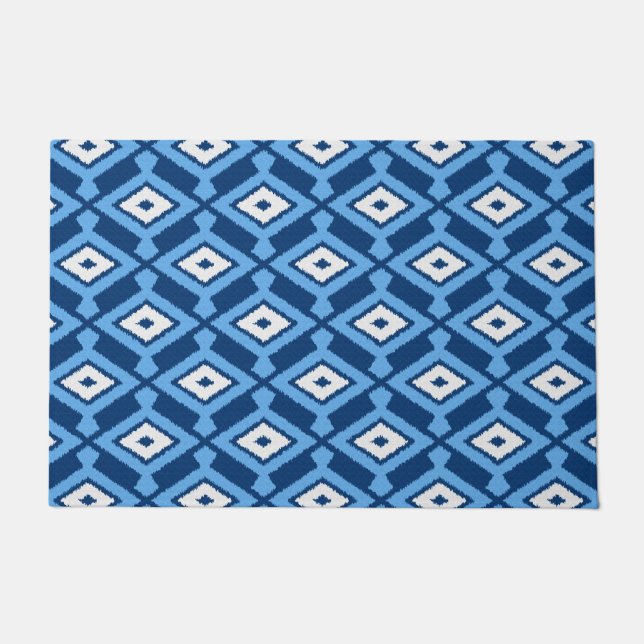 Tapete Navajo Ikat Pattern, Indigo e Denim Blue (Frente)
