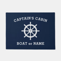 Navio Helm Wheel Capitão Cabin Boat Name Sea Blue