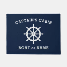 Navio Helm Wheel Capitão Cabin Boat Name Sea Blue