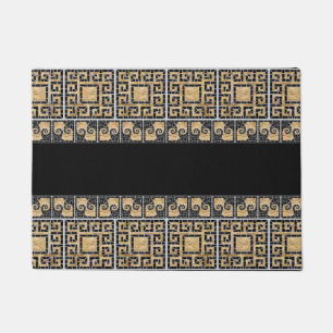 Tapete Negro e ouro de Mata do Azulejo quebrado grego