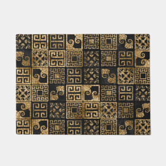Tapete Negro e ouro de Mata do Azulejo quebrado grego