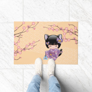 Tapete Neko Kokeshi Doll - Cat Ears Geisha Girl