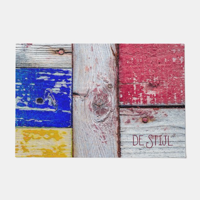 Tapete Neoplasticismo engraçado estilo de arte em madeira (Frente)