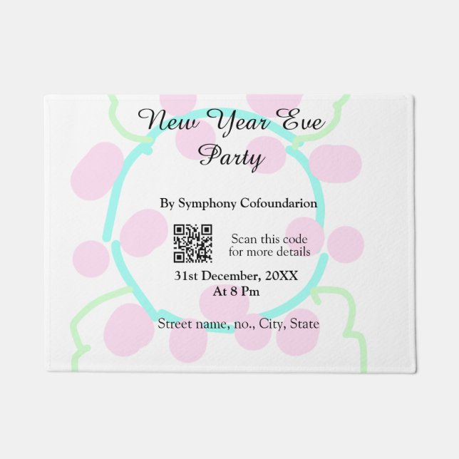 Tapete New year eve party scan QR RSVP name pink blue  (Frente)
