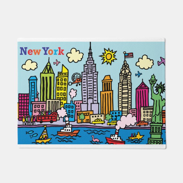 Tapete New York Cartoon Sighsee Building (Frente)