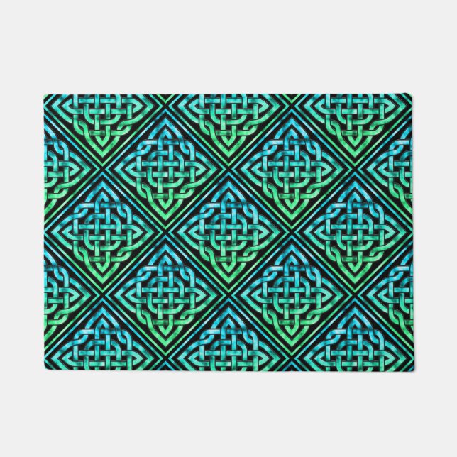 Tapete Nó Celta - Azul Diamante Verde (Frente)