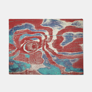 Tapete Nó de madeira russa Textura em azul vermelho