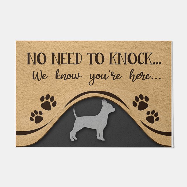Tapete No Need To Knock Mat, Funny Chihuahua Design (Frente)