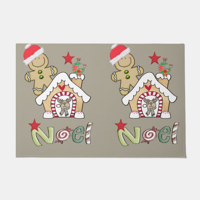 Tapete Noel, Beige Gingerbird Man Natal Matt Doormat (Frente)