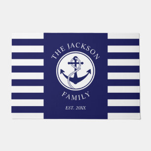 Tapete Nome da família Blue White Stripes Padrão Marine