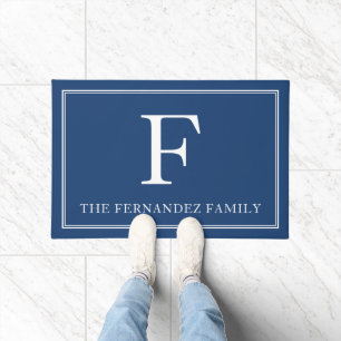 Tapete Nome da Família Inicial Azul Elegante