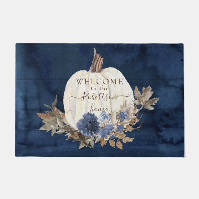 Tapete Nome da Família Mat de Boas-vindas do Marinho de o (Frente)