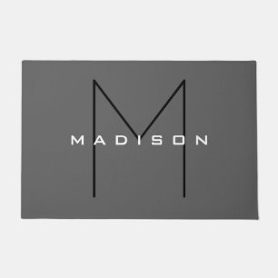 Tapete Nome da Família Moderna do Monograma preto-e-preto