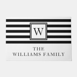 Tapete Nome da Família Moderno Monograma Preto e Branco